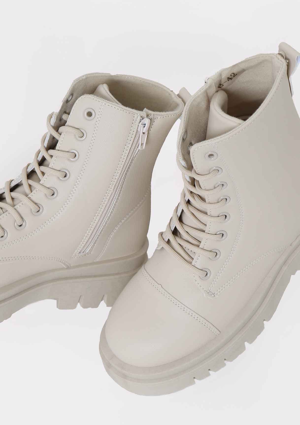 Gabriella Cream Lace Up Ankle Boots sold by Missy Empire product image thumbnail 2