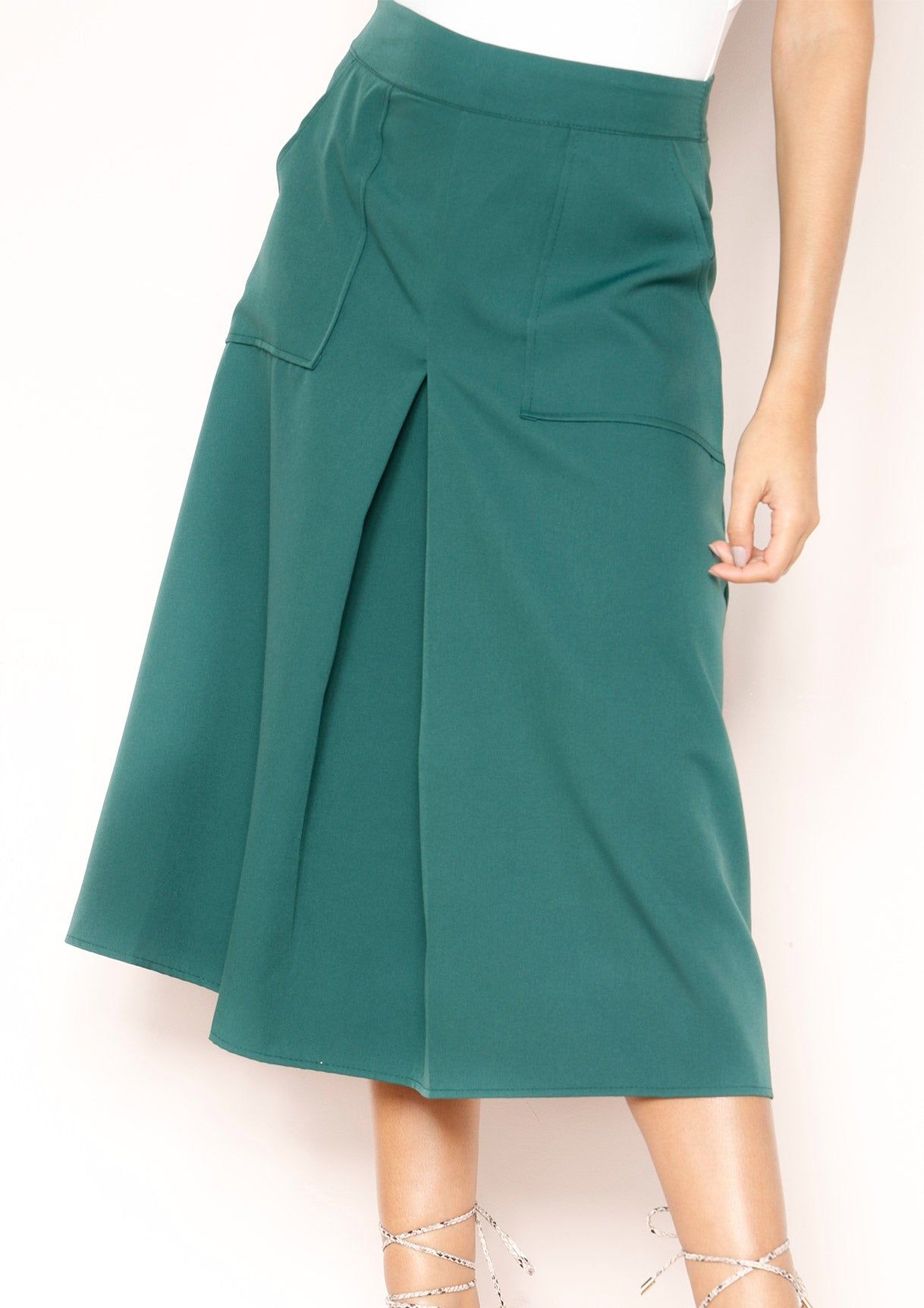 Claire Emerald Green Midi Skirt sold by Missy Empire product image thumbnail 2