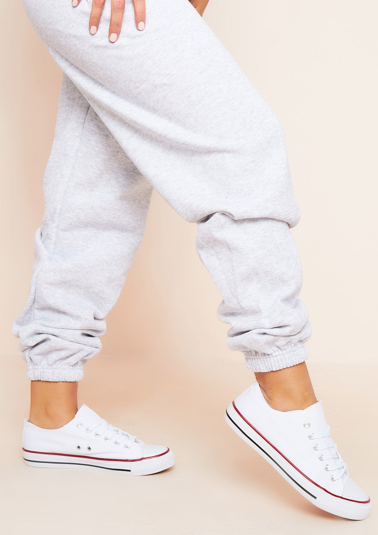 Hailey White Lace Up Trainers sold by Missy Empire