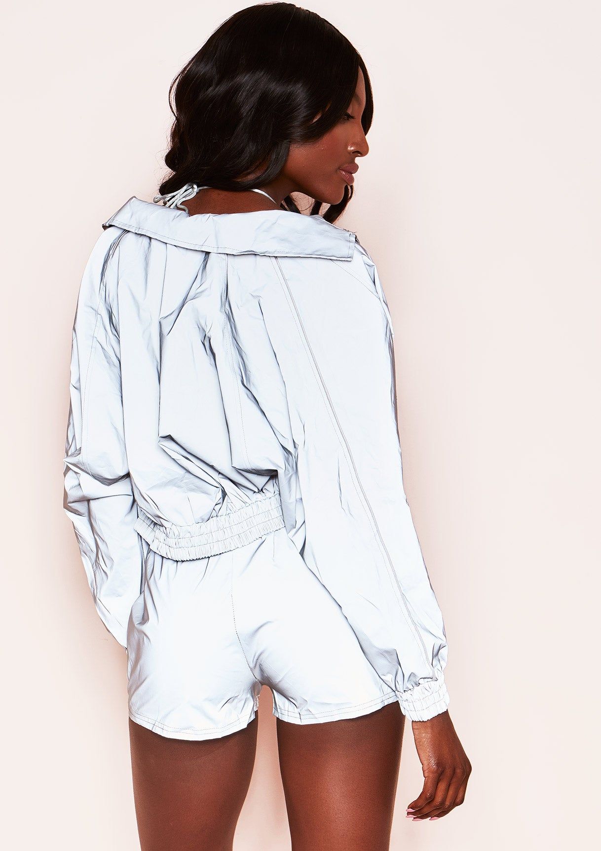 Viv Silver Reflective Shorts sold by Missy Empire product image thumbnail 4