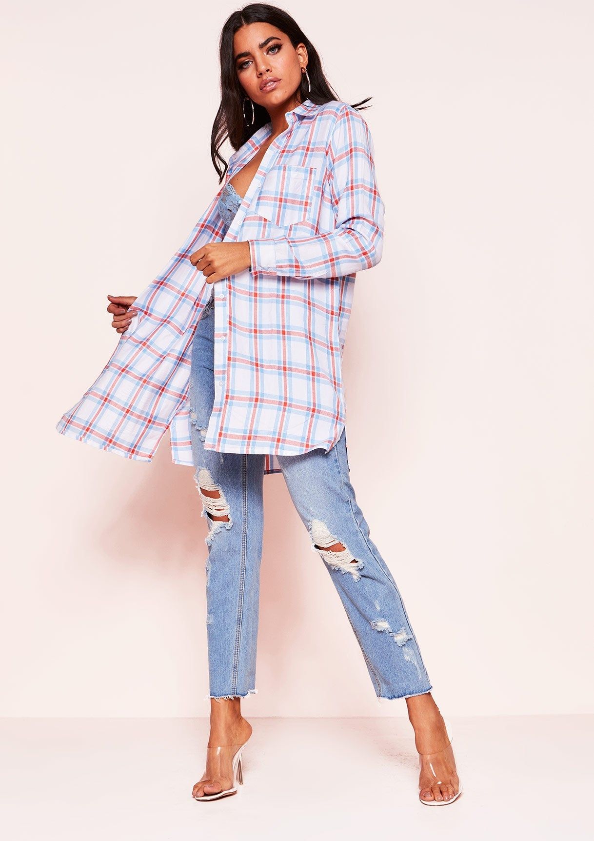Callie White Check Print Shirt sold by Missy Empire product image thumbnail 4