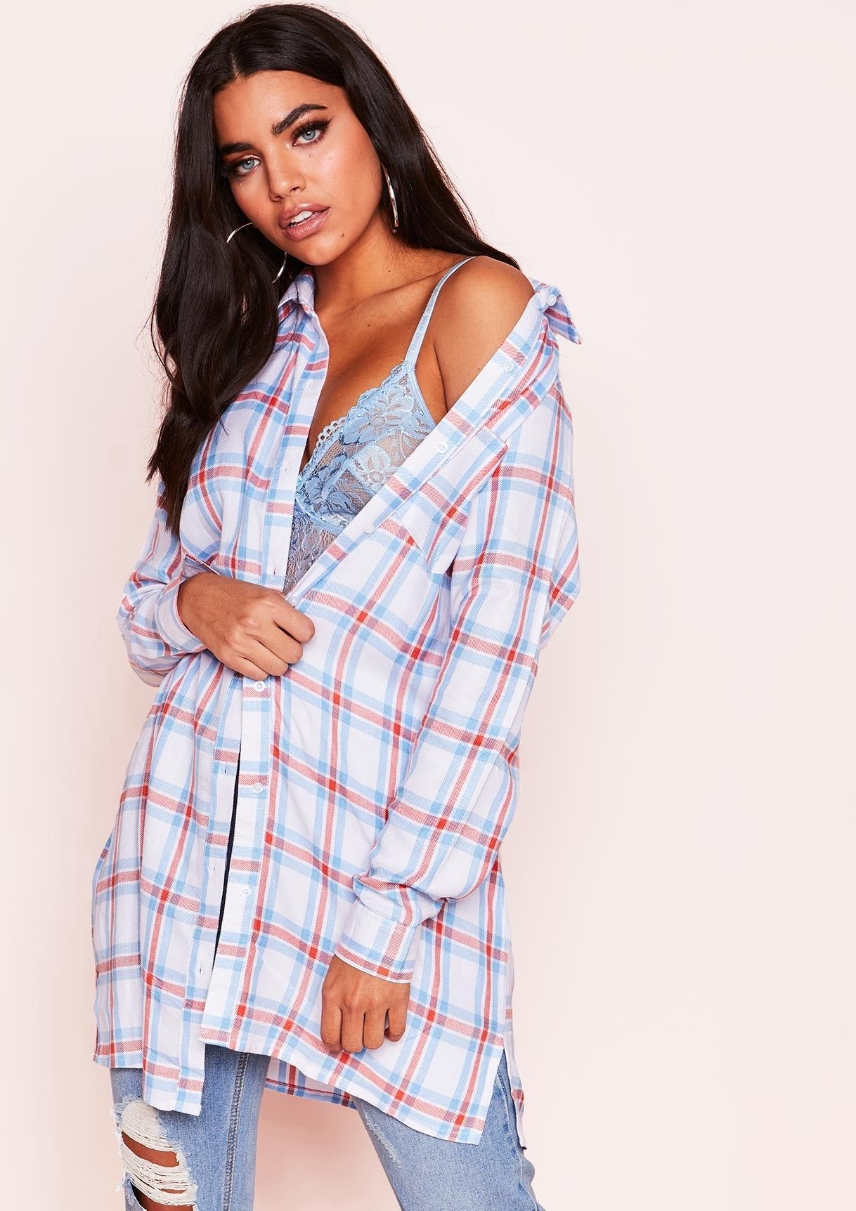 Callie White Check Print Shirt sold by Missy Empire product image thumbnail 2