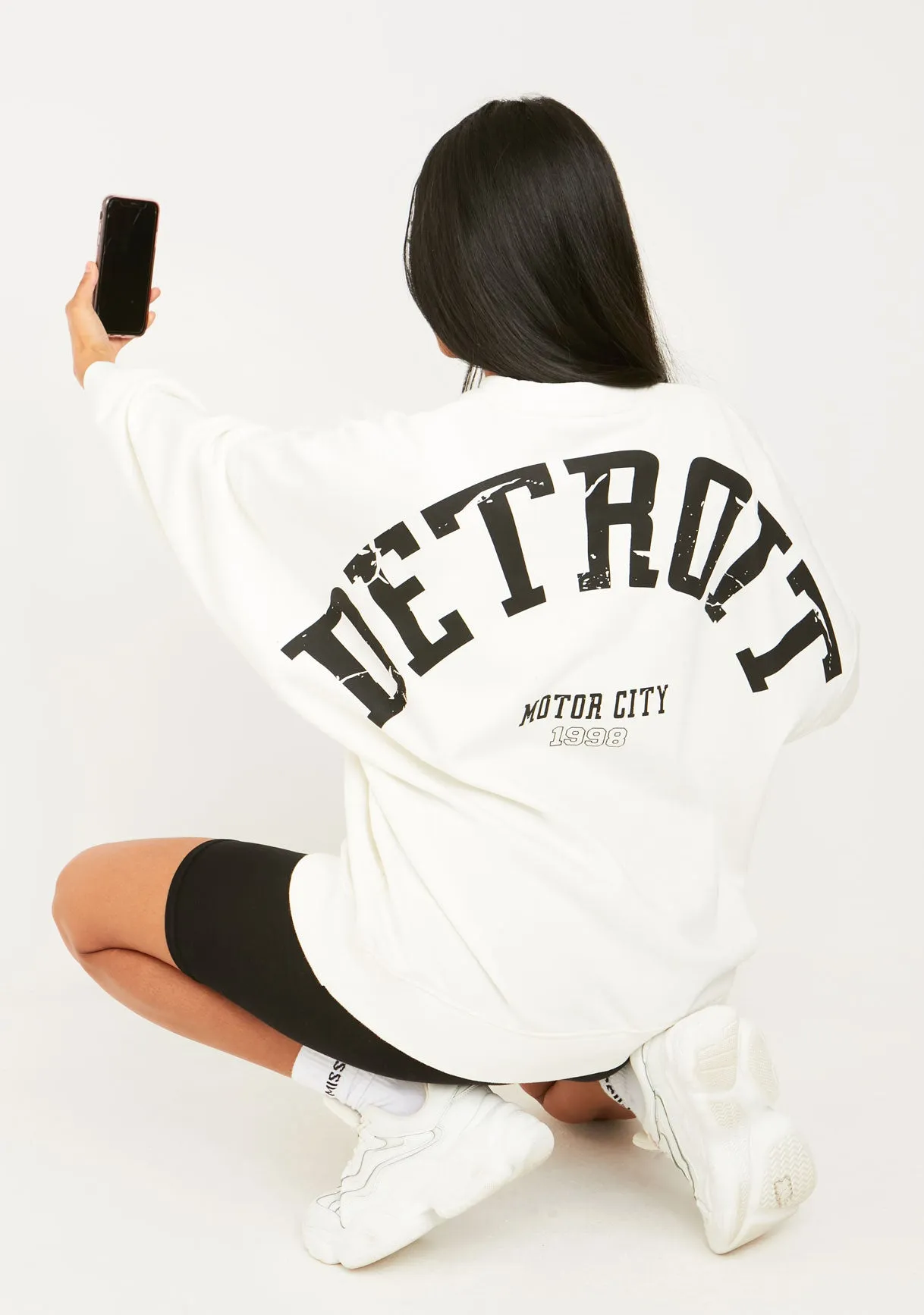 Maxine White Detroit Printed Oversized Sweater sold by Missy Empire product image thumbnail 2