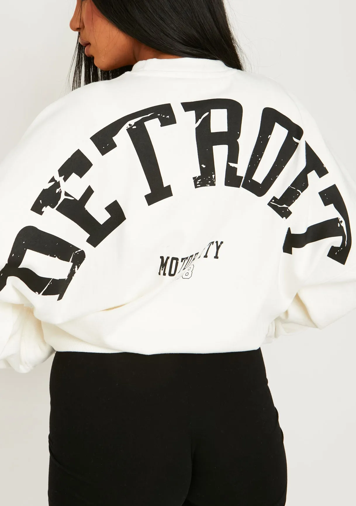 Maxine White Detroit Printed Oversized Sweater sold by Missy Empire product image thumbnail 3