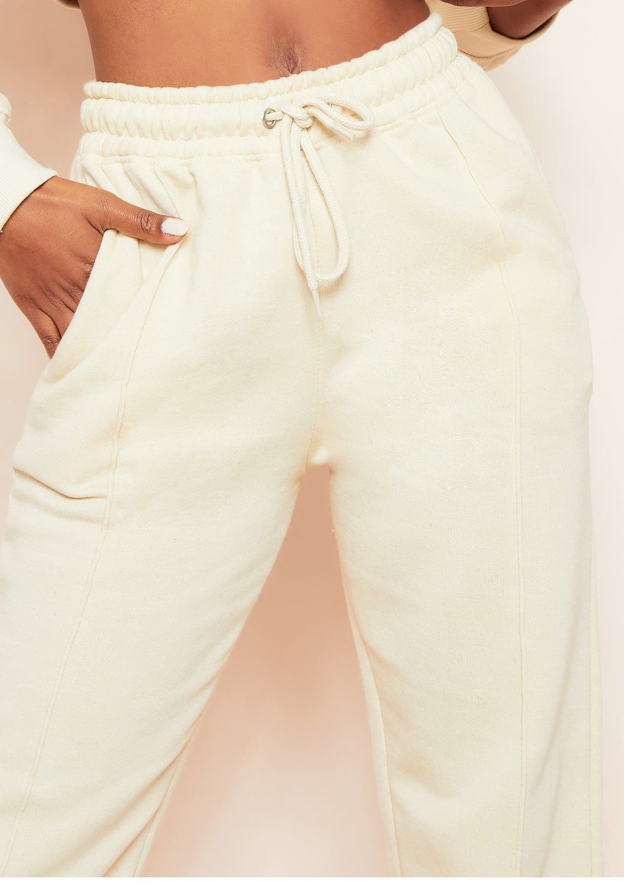 Stella Cream Seam Detail Cropped Sweater And Jogger Loungewear Set sold by Missy Empire product image thumbnail 5