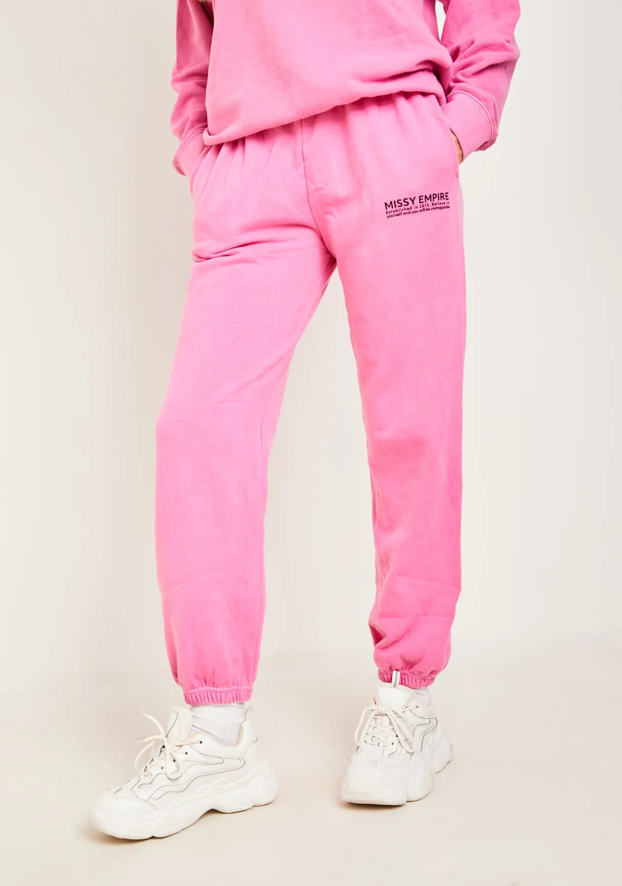 Imogen Pink Missy Empire Text Oversized Joggers sold by Missy Empire product image thumbnail 3