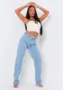 Joelle Light Wash Cut Out Detail Straight Leg Jeans sold by Missy Empire