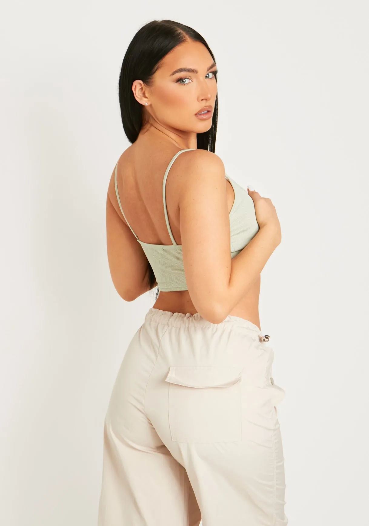 Jalen Sage Basic Ribbed Strappy Bralet sold by Missy Empire product image thumbnail 3