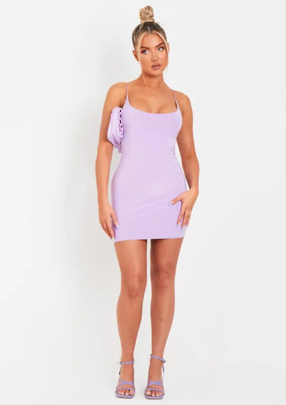 Nikki Lilac Slinky Double Thickness Mini Dress sold by Missy Empire