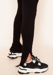 Lola Black Split Hem Leggings sold by Missy Empire