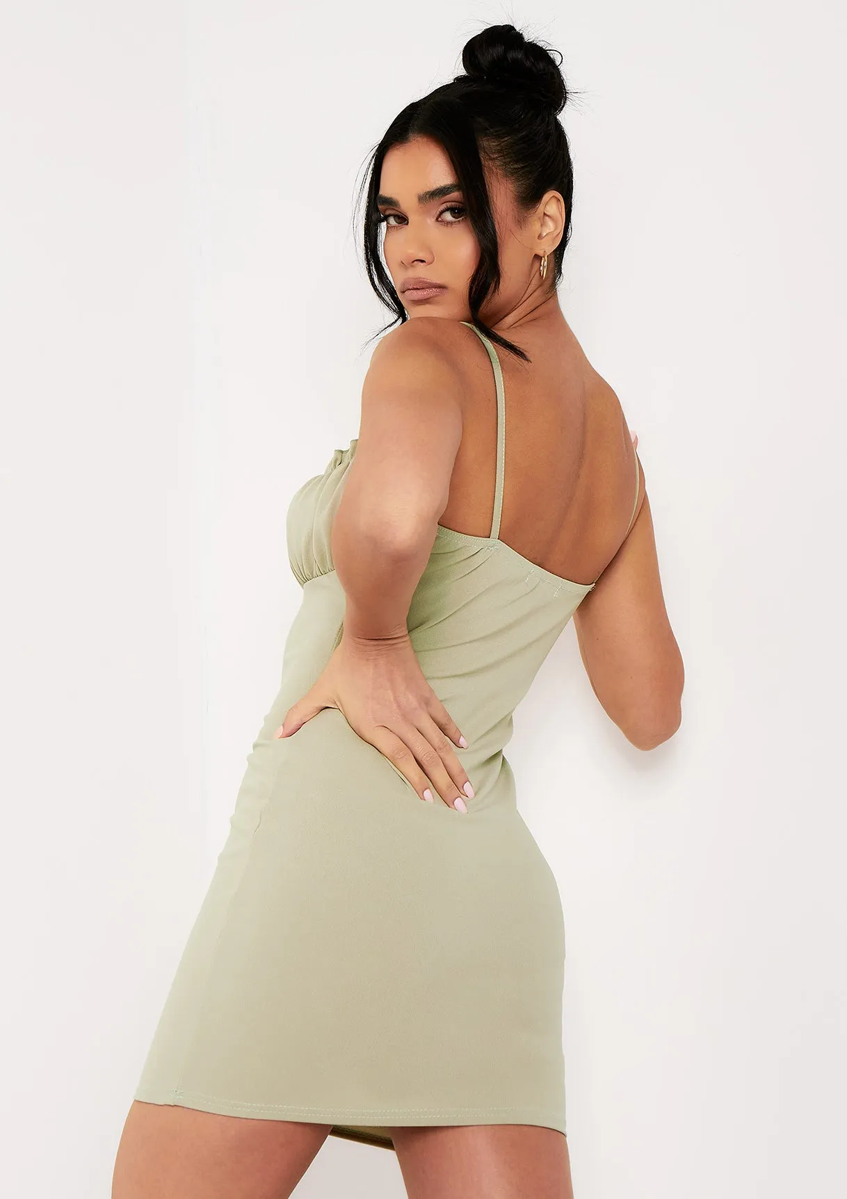 Elsie Sage Ruched Front Strap Mini Dress sold by Missy Empire product image thumbnail 4