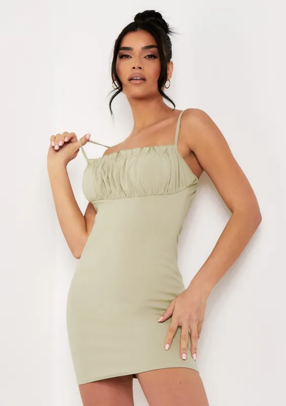 Elsie Sage Ruched Front Strap Mini Dress sold by Missy Empire