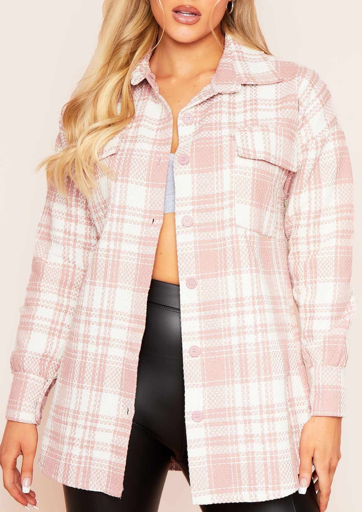 Shelby Pink Checked Shacket sold by Missy Empire product image thumbnail 2