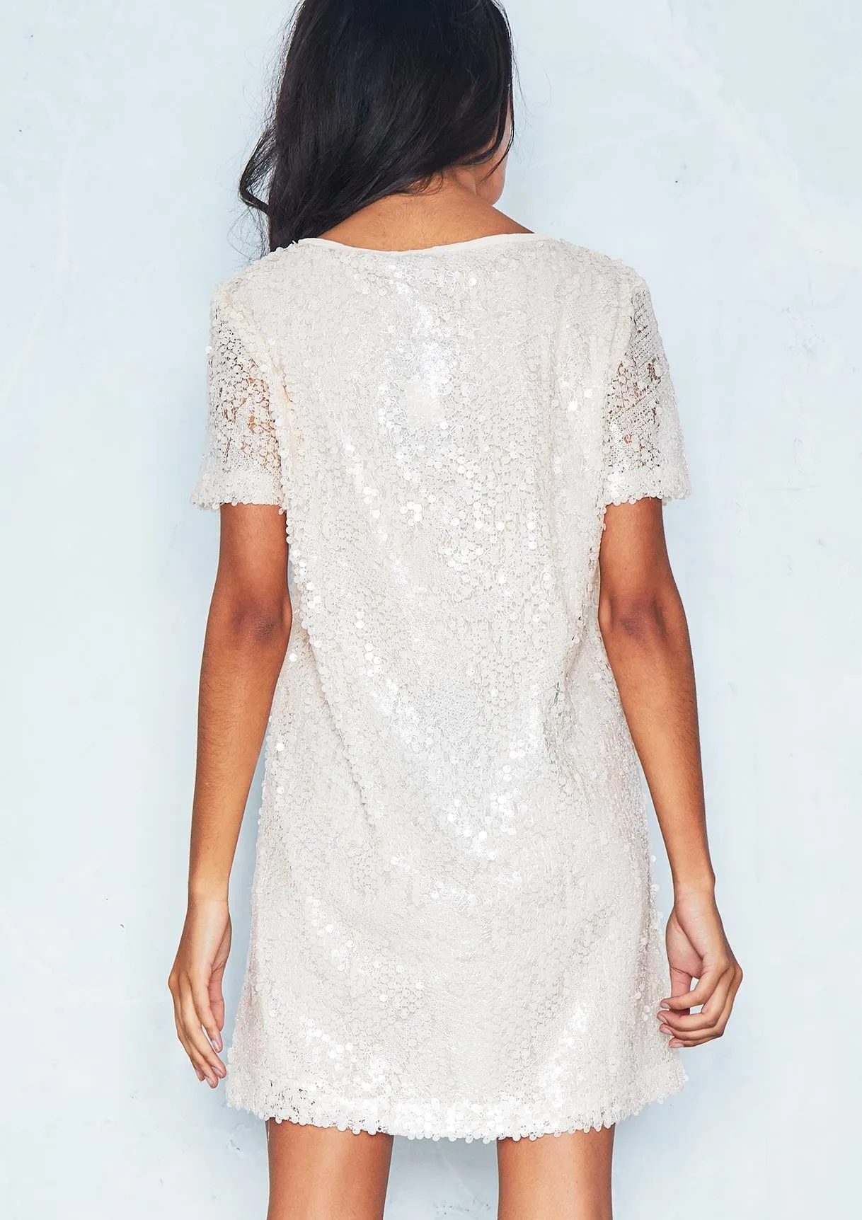 Dana Cream Embellished Shift Dress sold by Missy Empire product image thumbnail 4