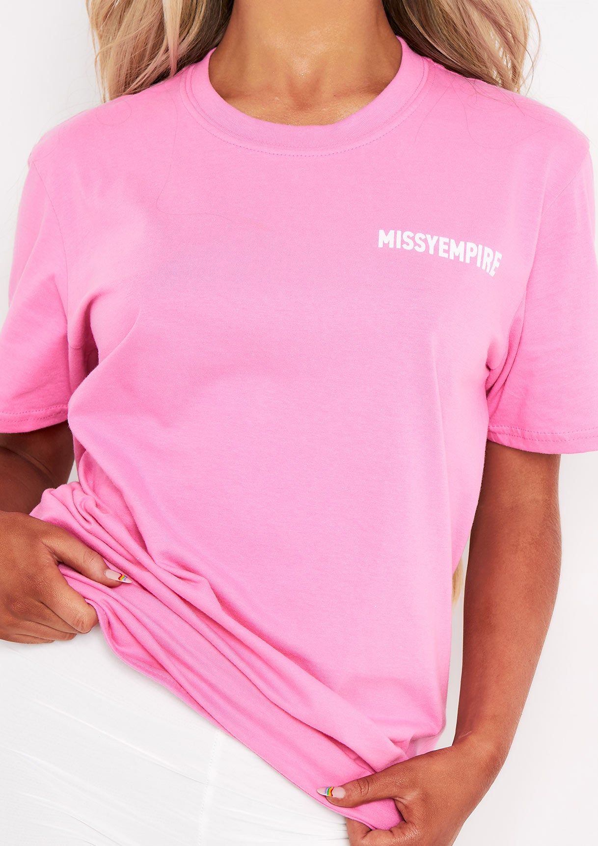 Cassidy Pink Missy Empire Graphic Oversized T-shirt sold by Missy Empire product image thumbnail 4