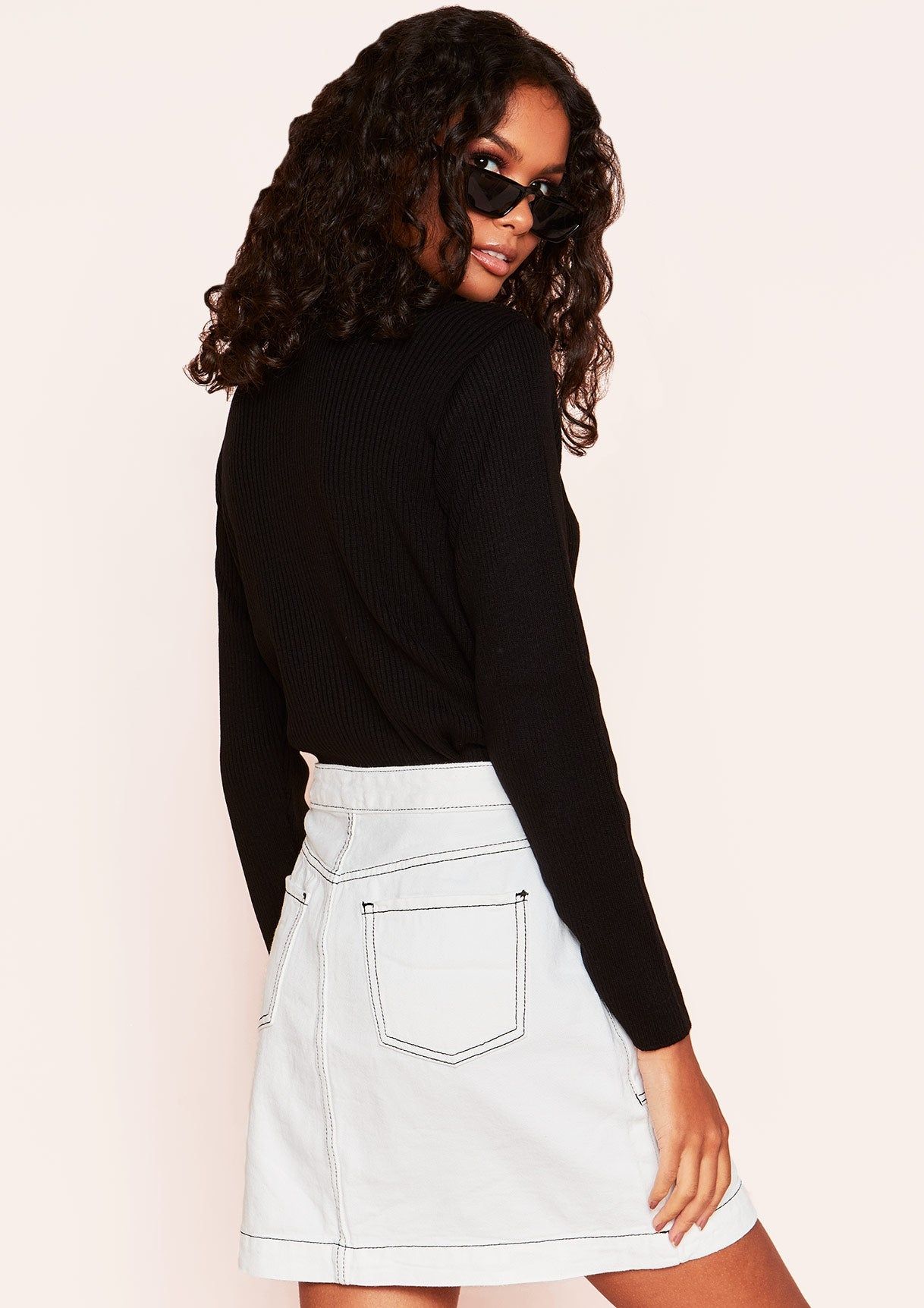 Elli Black Ribbed Roll Neck Jumper sold by Missy Empire product image thumbnail 3