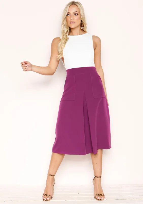 Claire Purple Midi Skirt sold by Missy Empire