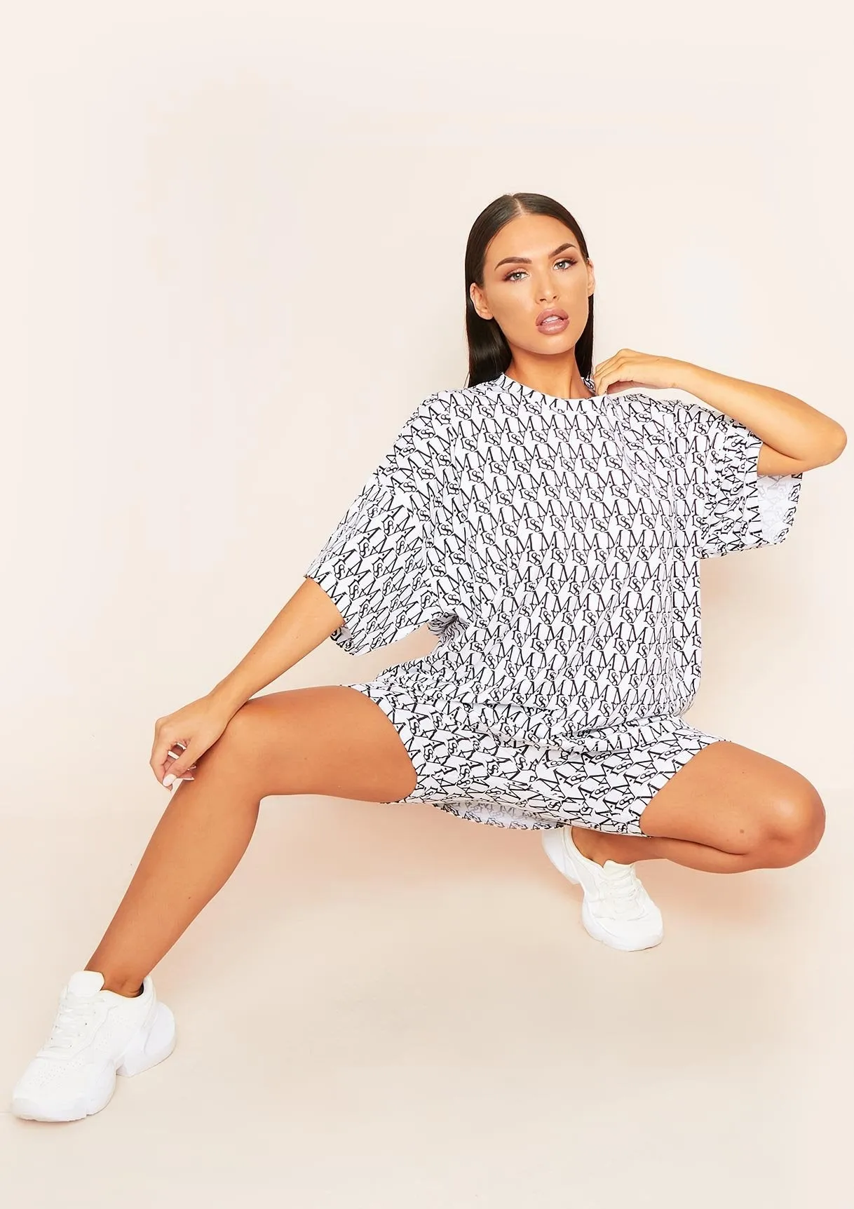 Heidi White Missy Print Branded Oversized T-Shirt sold by Missy Empire