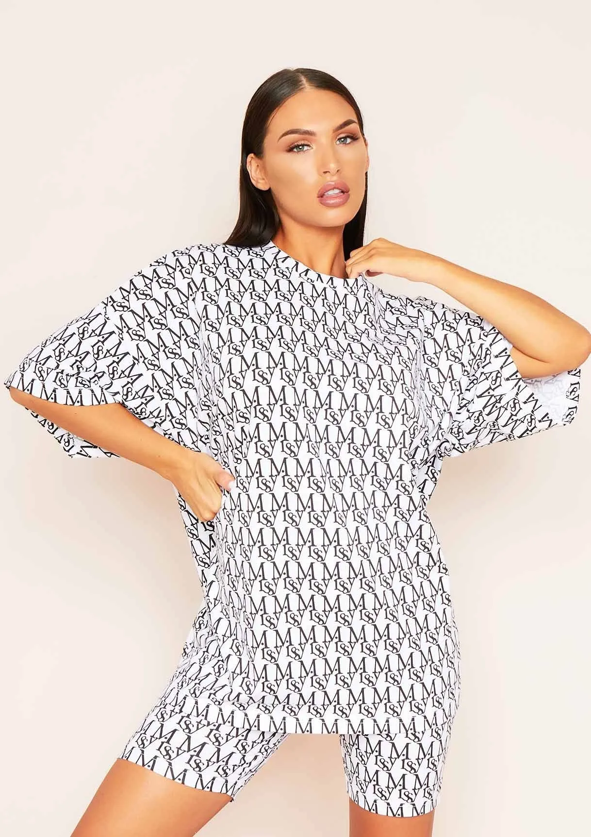 Heidi White Missy Print Branded Oversized T-Shirt sold by Missy Empire product image thumbnail 2