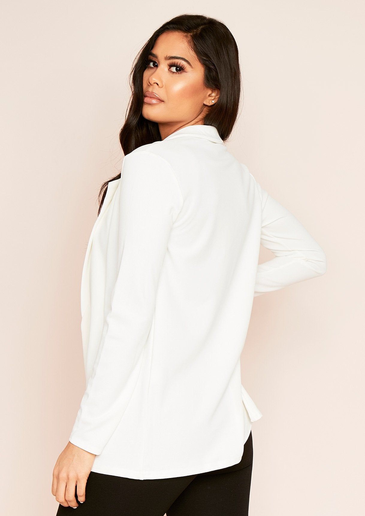 Sabrina White Casual Button Blazer sold by Missy Empire product image thumbnail 2