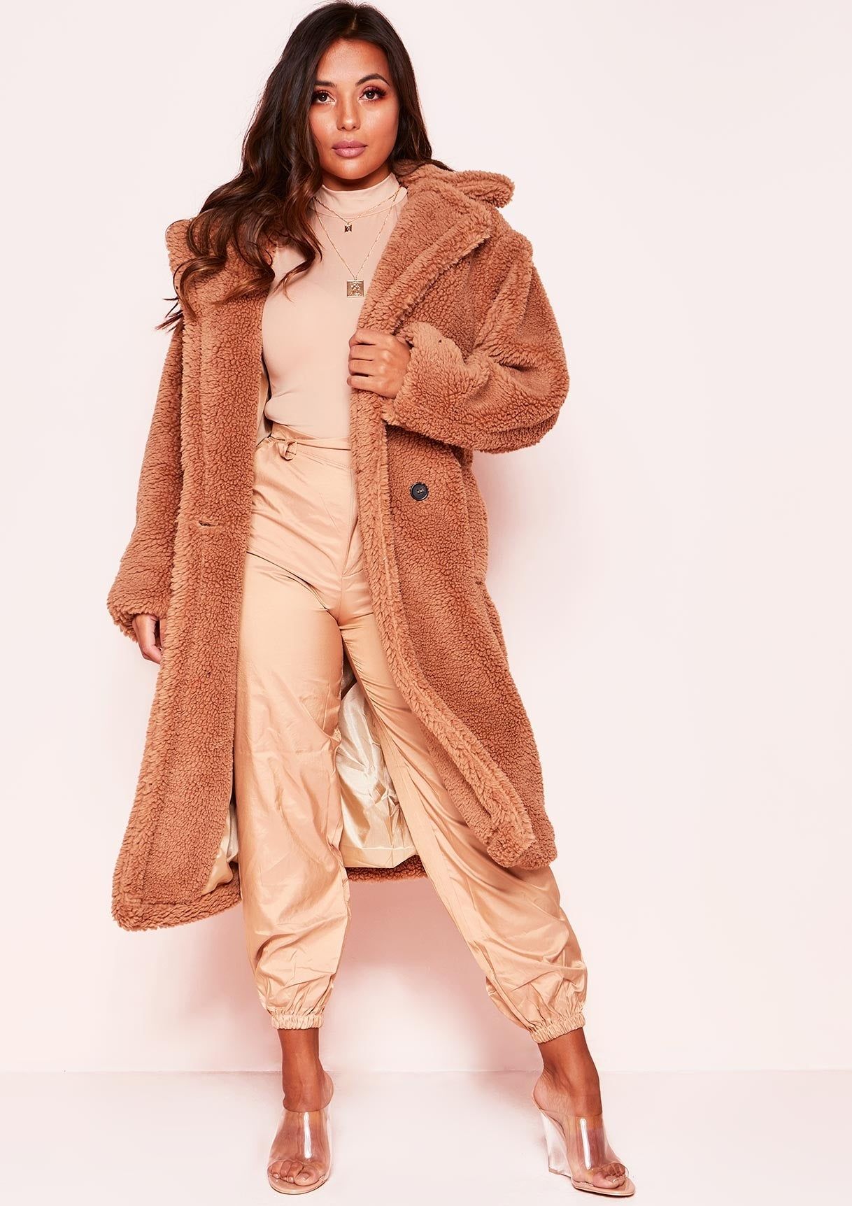 Ellie Camel Teddy Faux Fur Oversized Coat sold by Missy Empire product image thumbnail 2
