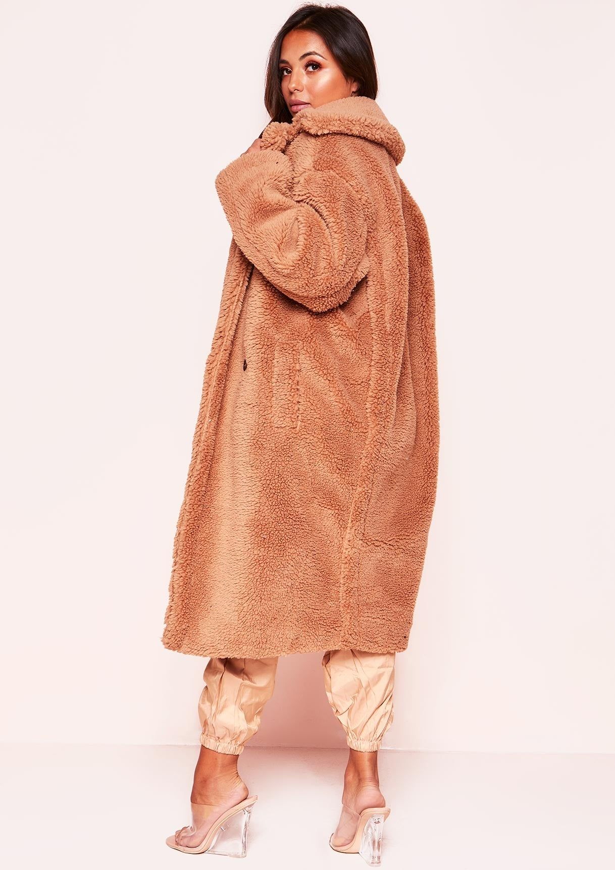 Ellie Camel Teddy Faux Fur Oversized Coat sold by Missy Empire product image thumbnail 3