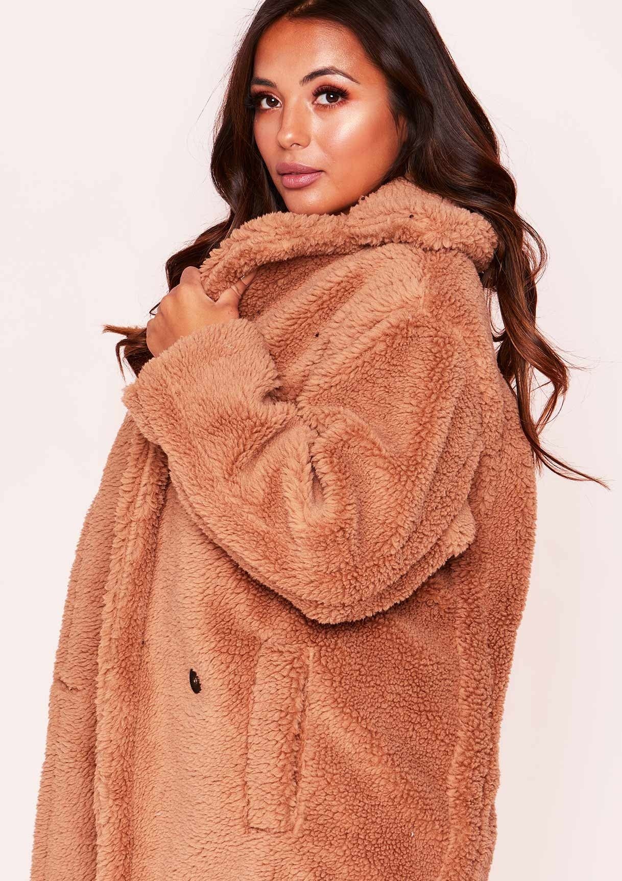 Ellie Camel Teddy Faux Fur Oversized Coat sold by Missy Empire product image thumbnail 4