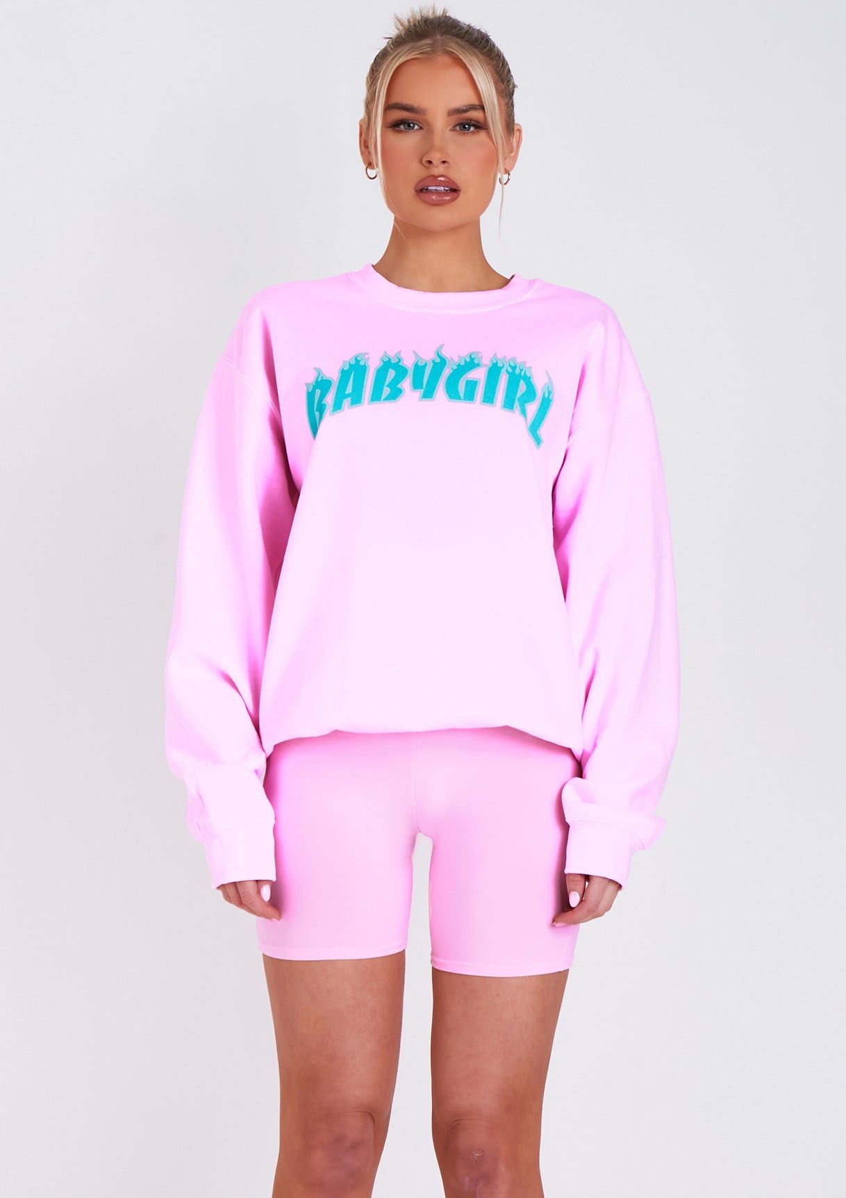 Sancia Pink Babygirl Slogan Oversized Sweatshirt sold by Missy Empire product image thumbnail 2