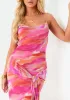 Chloe Pink Printed Tie Front Detail Maxi Dress sold by Missy Empire