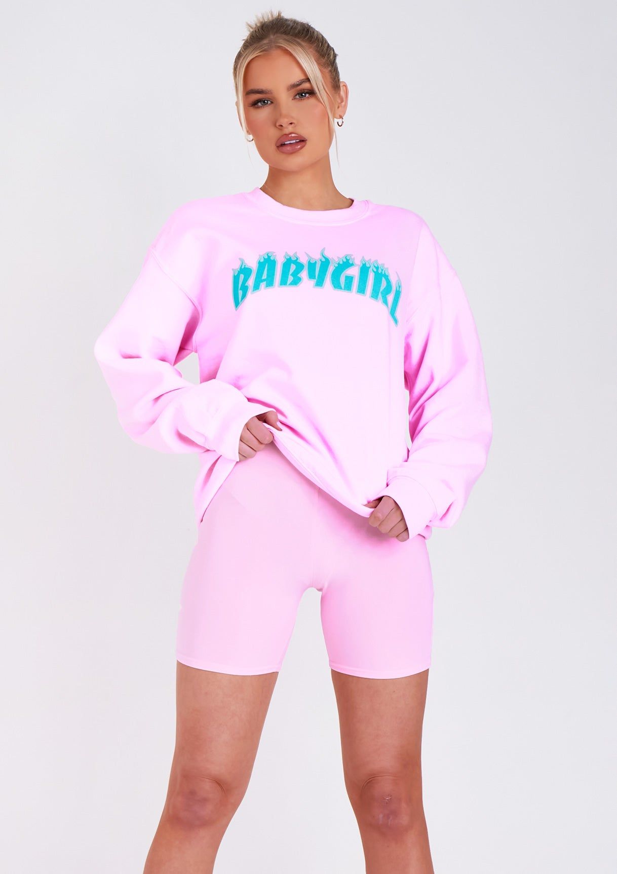 Sancia Pink Babygirl Slogan Oversized Sweatshirt sold by Missy Empire product image thumbnail 4