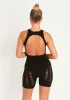 Jazmyn Black Racer Knit Laddered Unitard sold by Missy Empire