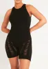 Jazmyn Black Racer Knit Laddered Unitard sold by Missy Empire