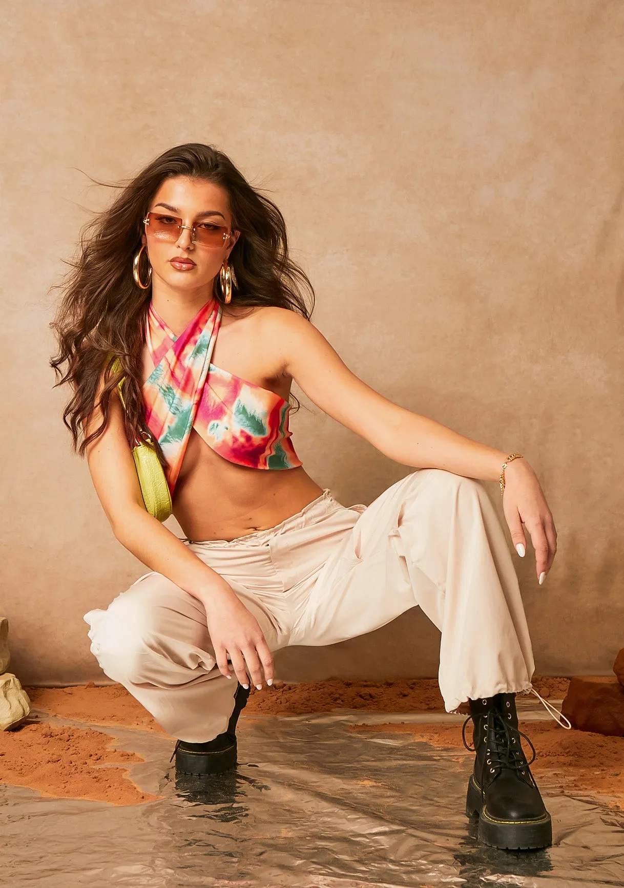 Thea Multi Print Cross Over Halter Neck Bikini Top sold by Missy Empire product image thumbnail 3