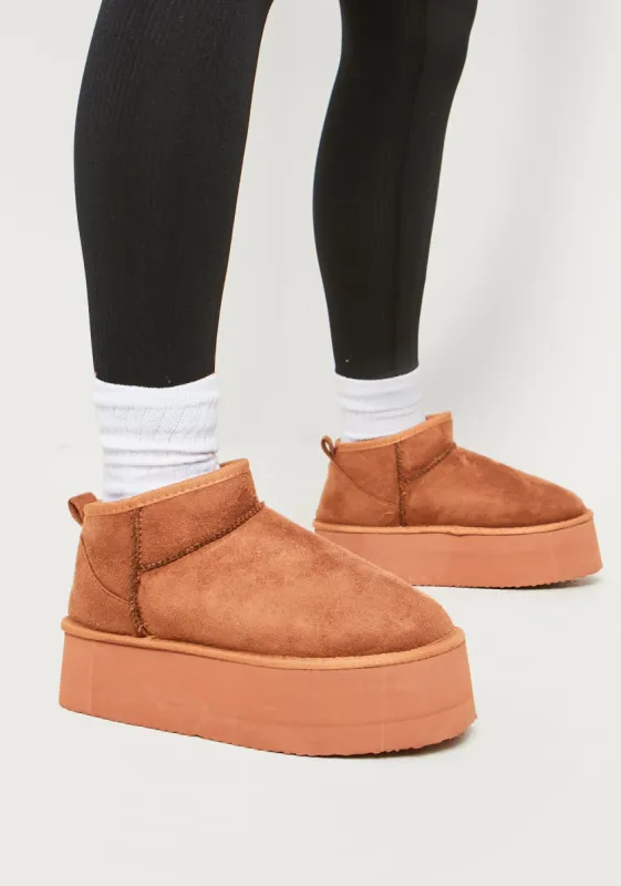 Phoebe Chestnut Platform Ankle Boots sold by Missy Empire
