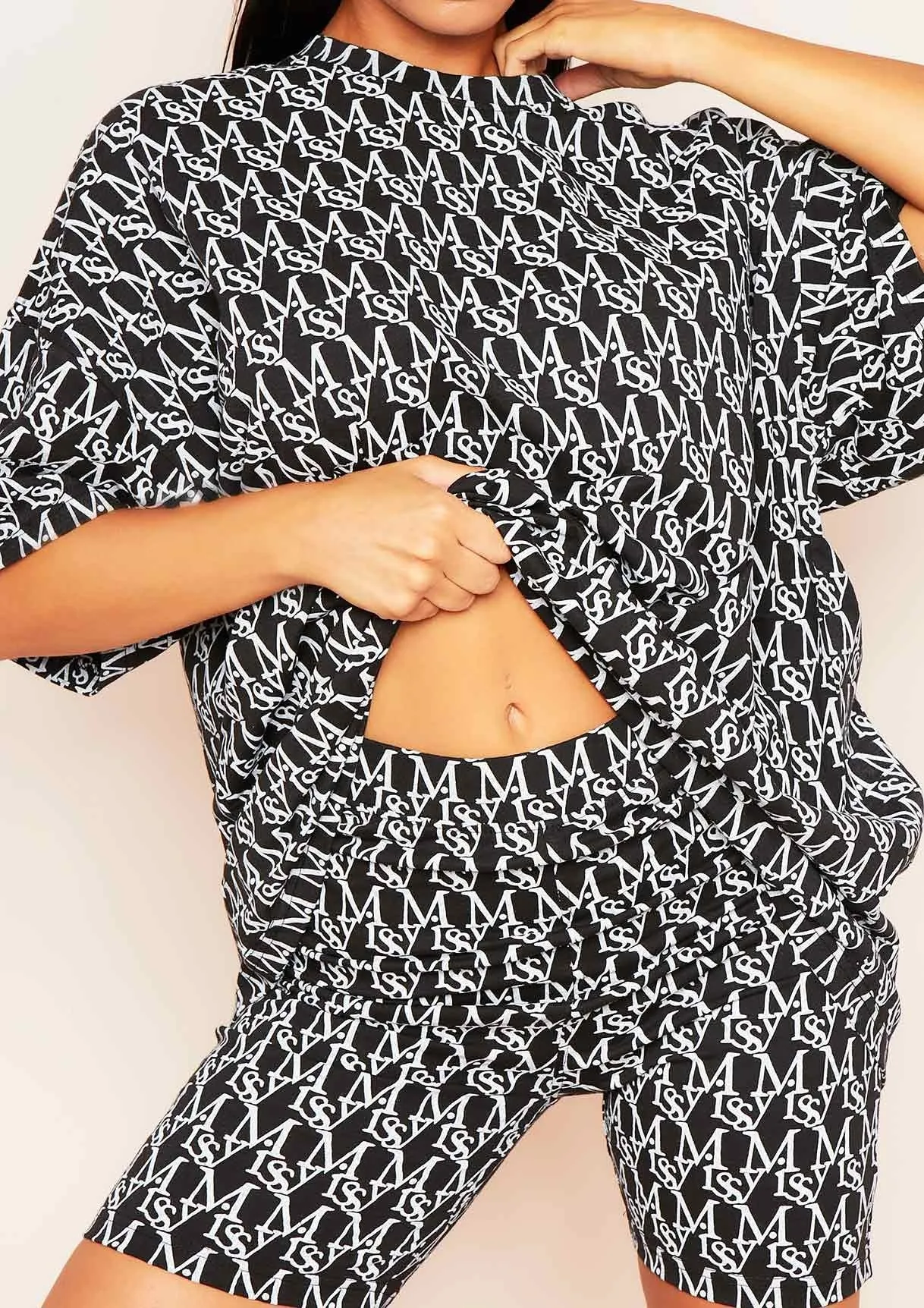 Heidi Black Missy Print Branded Oversized T-Shirt sold by Missy Empire product image thumbnail 3