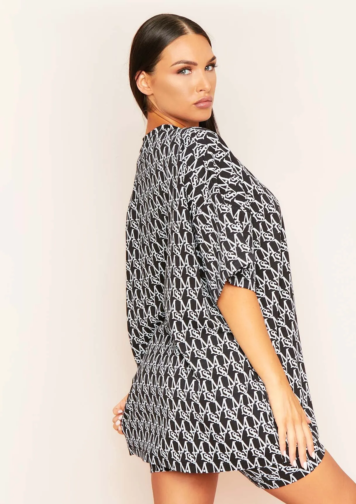 Heidi Black Missy Print Branded Oversized T-Shirt sold by Missy Empire product image thumbnail 2