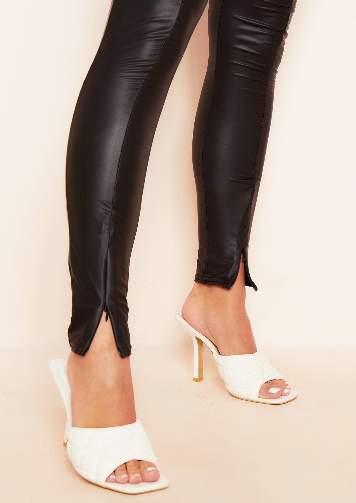 Charlotte Black Leather Front Zip Trousers sold by Missy Empire product image thumbnail 3