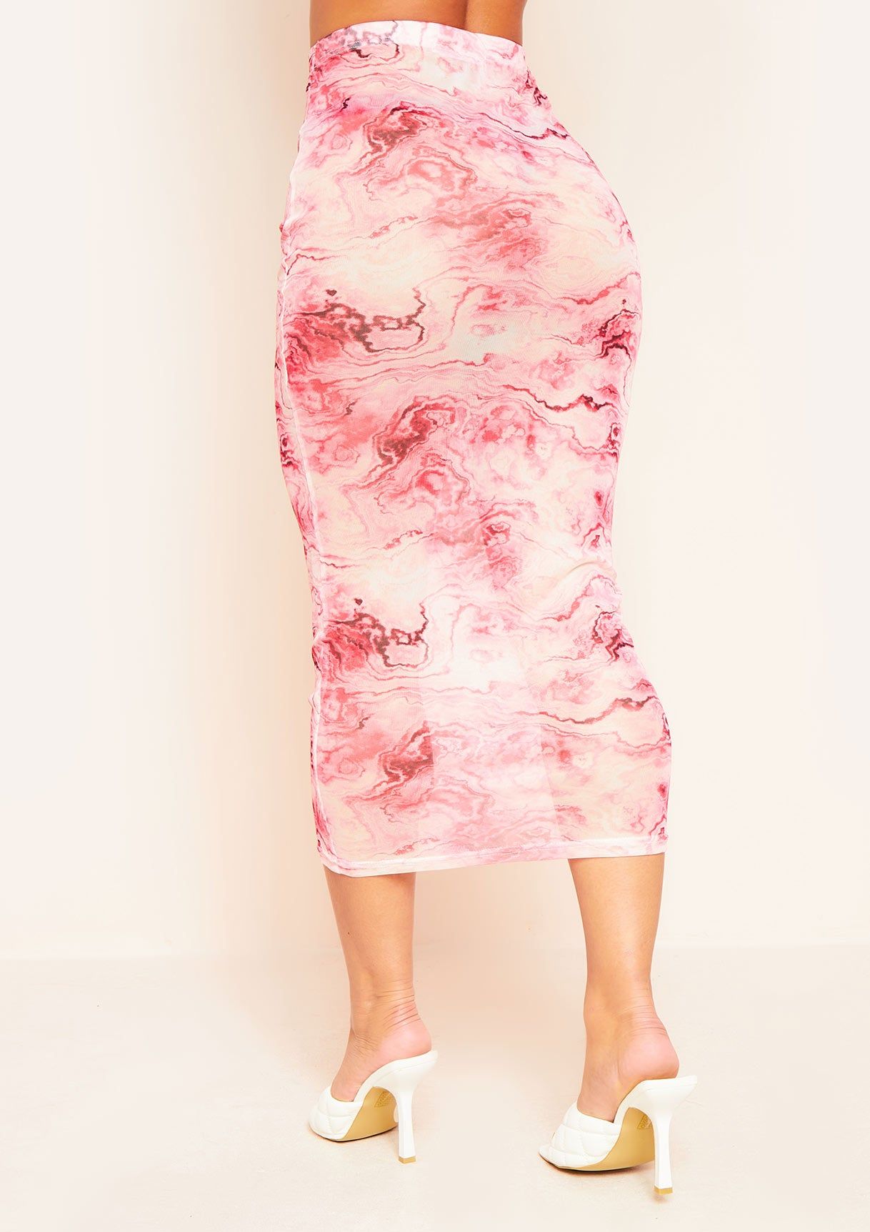 Hailey Pink Mesh Marble Print Maxi Skirt sold by Missy Empire product image thumbnail 2