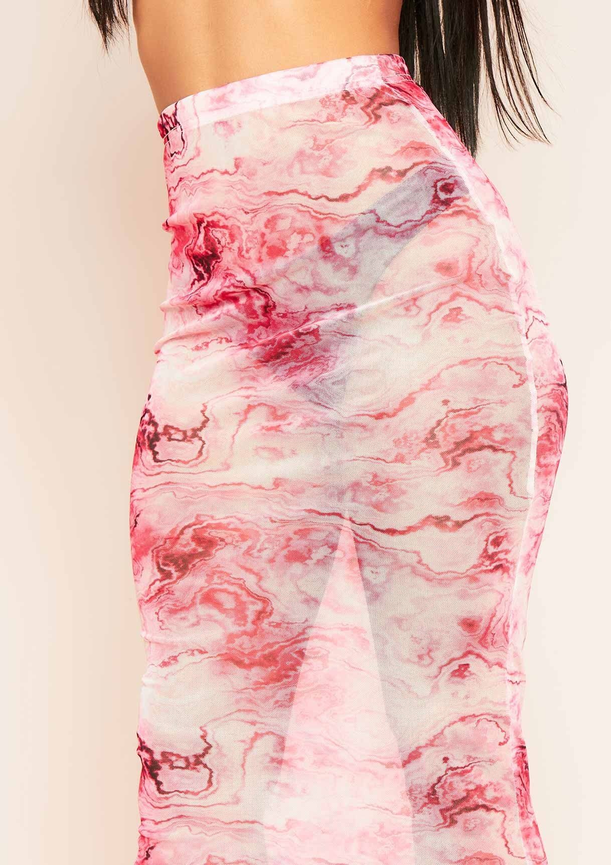 Hailey Pink Mesh Marble Print Maxi Skirt sold by Missy Empire product image thumbnail 3