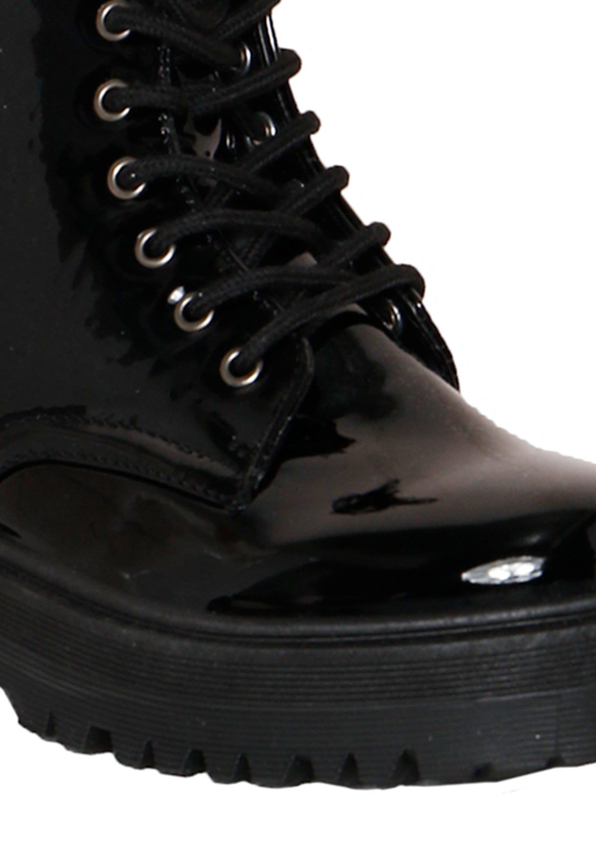 Jayla Black Patent Chunky Lace Up Boots sold by Missy Empire product image thumbnail 4