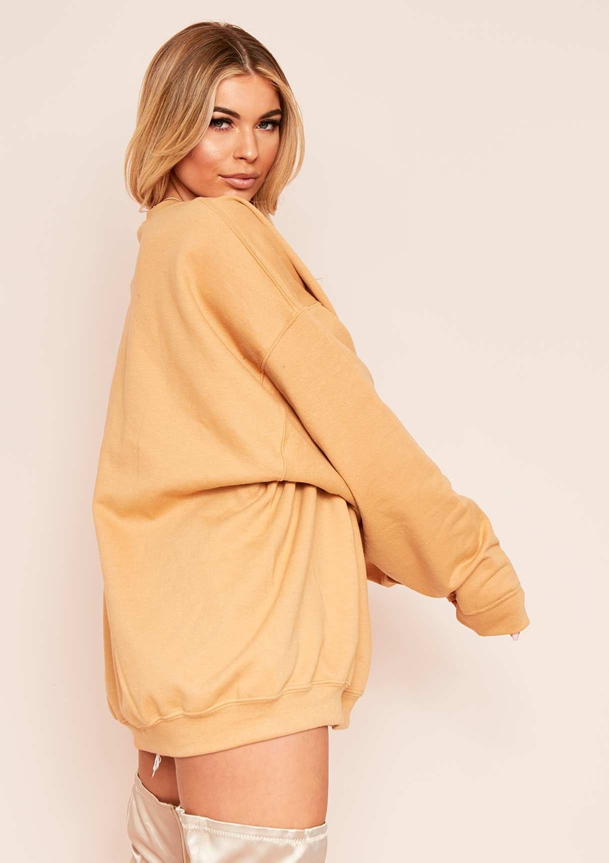 Ariana Tan Basic Slogan Oversized Sweatshirt sold by Missy Empire product image thumbnail 4