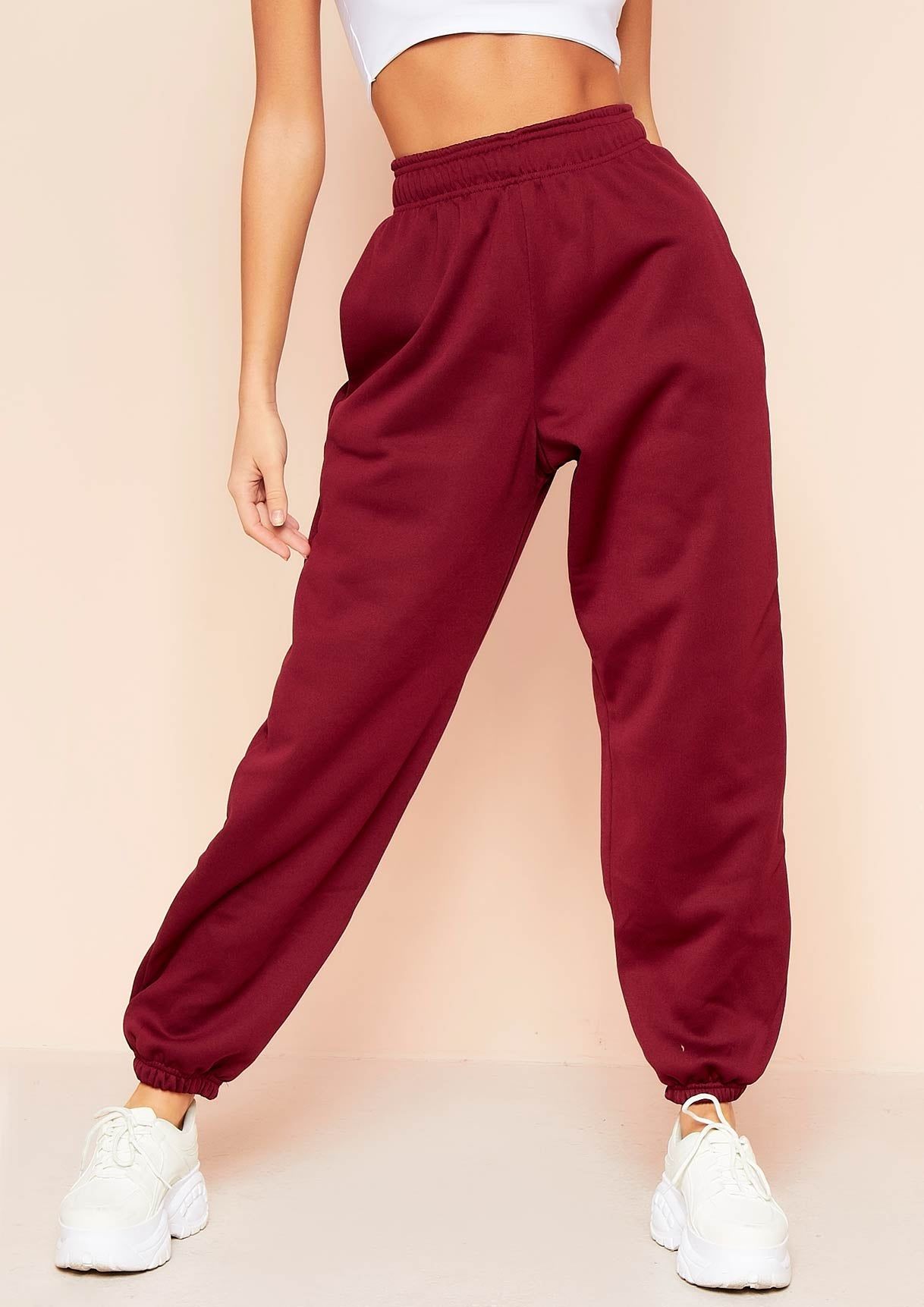 Davina Wine Basic Cuffed Joggers sold by Missy Empire product image thumbnail 2