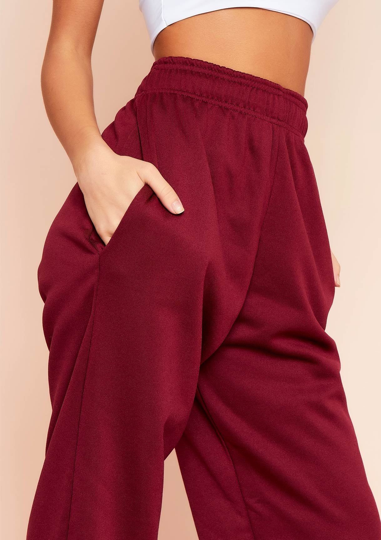 Davina Wine Basic Cuffed Joggers sold by Missy Empire product image thumbnail 3