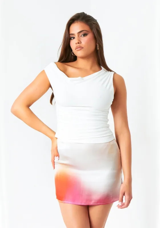 Lana Pink Satin Ombre Mini Skirt sold by Missy Empire