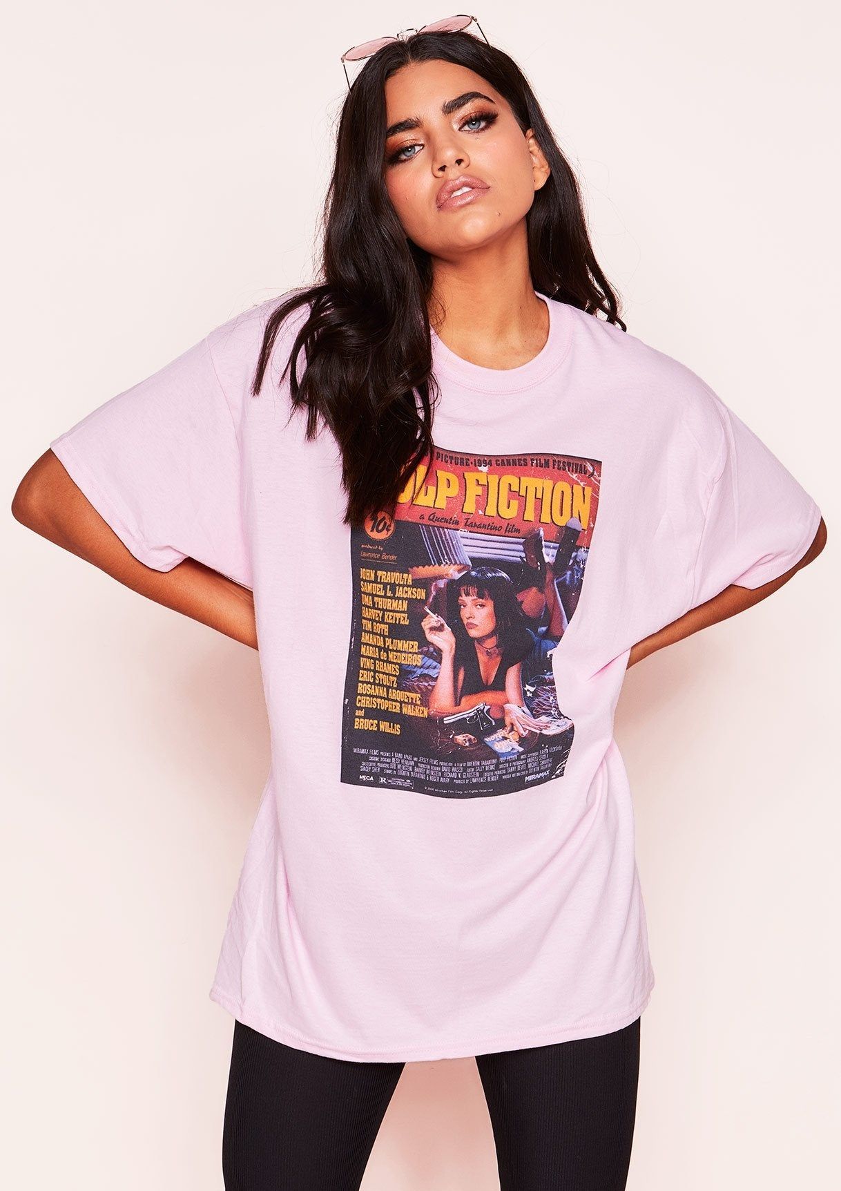 Mia Pink Graphic Oversized T-Shirt sold by Missy Empire