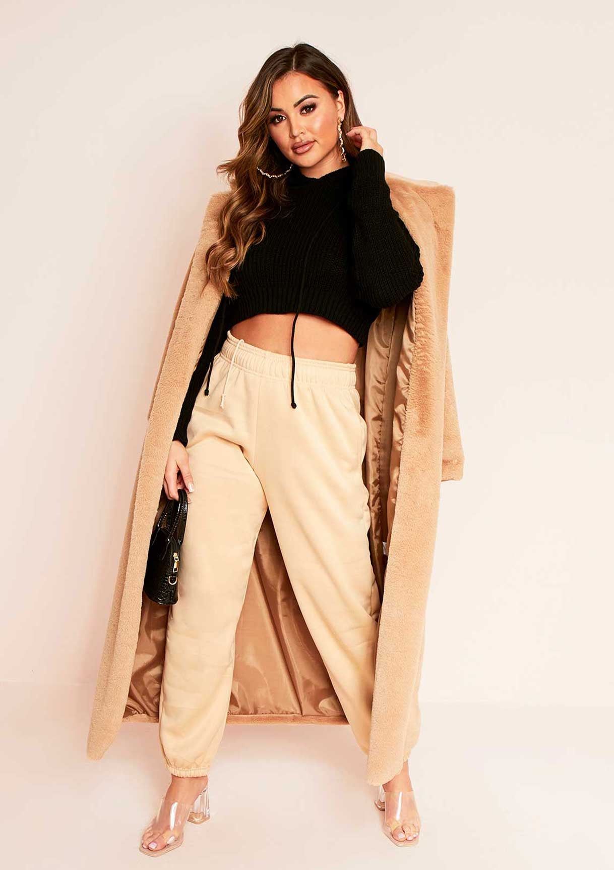 Ester Black Knit Hooded Cropped Jumper sold by Missy Empire product image thumbnail 3