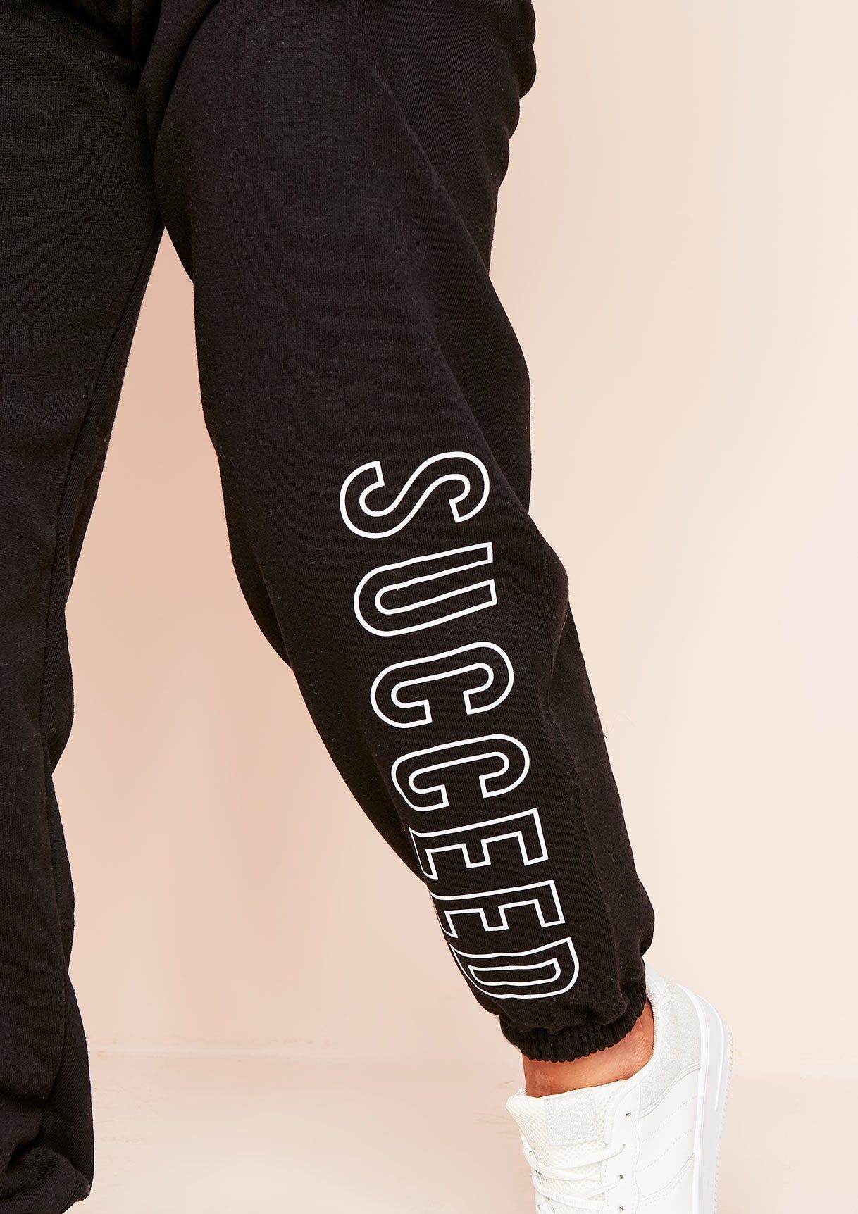 Ava Black Succeed Slogan Joggers sold by Missy Empire product image thumbnail 2