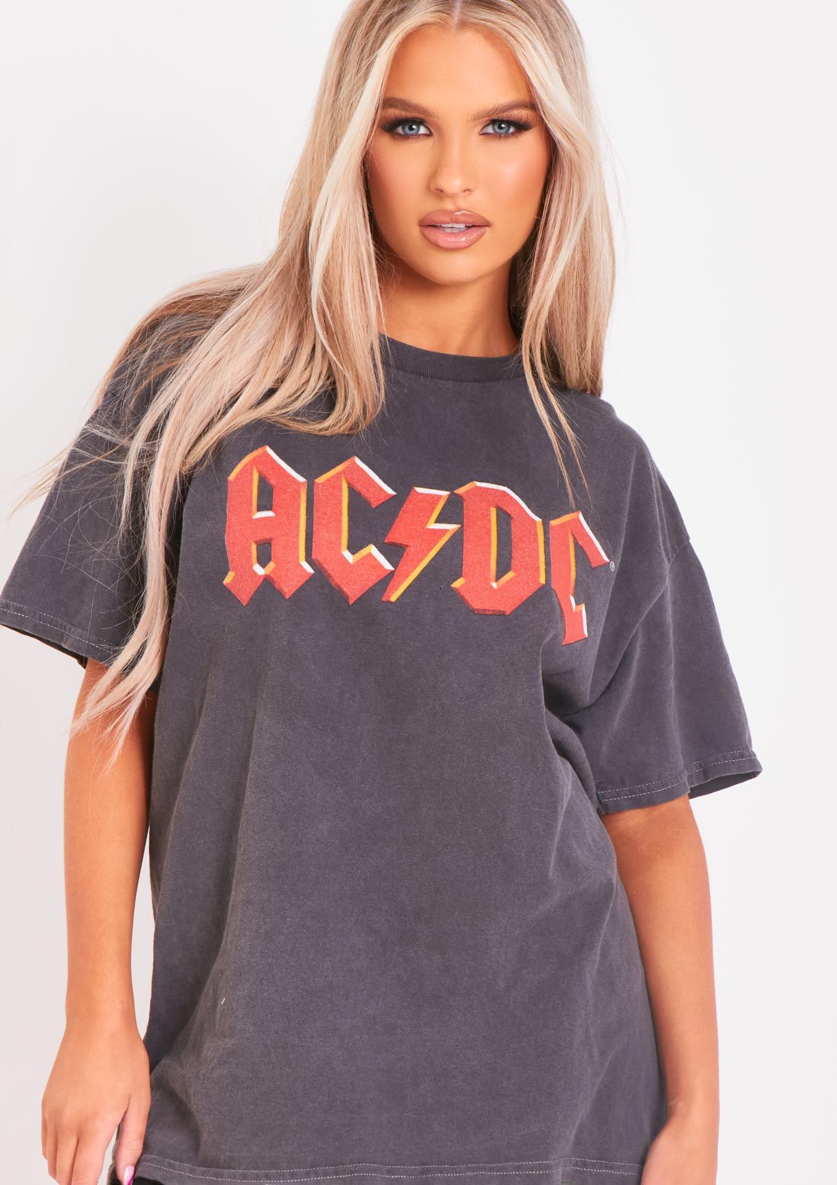 Blakely ACDC Washed Black Oversized Graphic T-Shirt sold by Missy Empire product image thumbnail 2