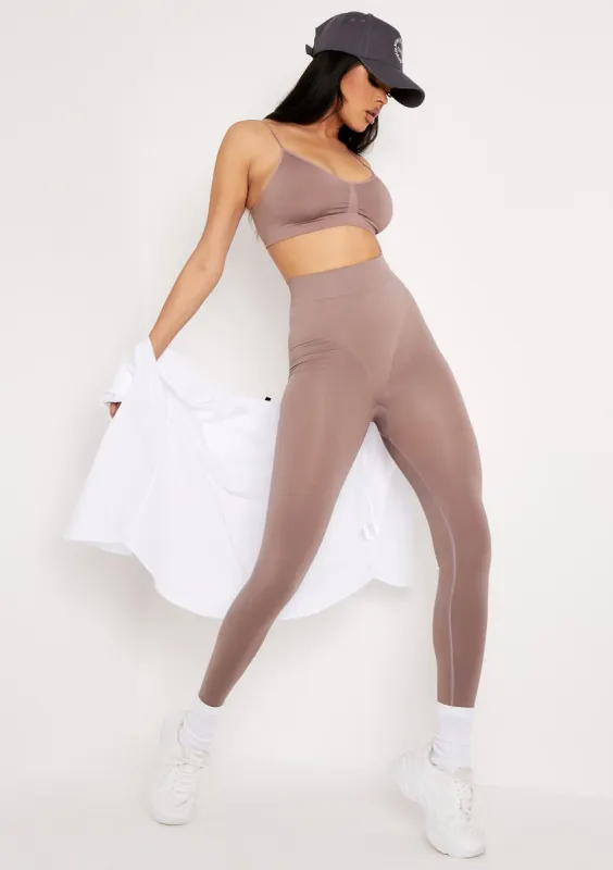 Meghan Mocha High Waisted Body Sculpting Seamless Leggings sold by Missy Empire