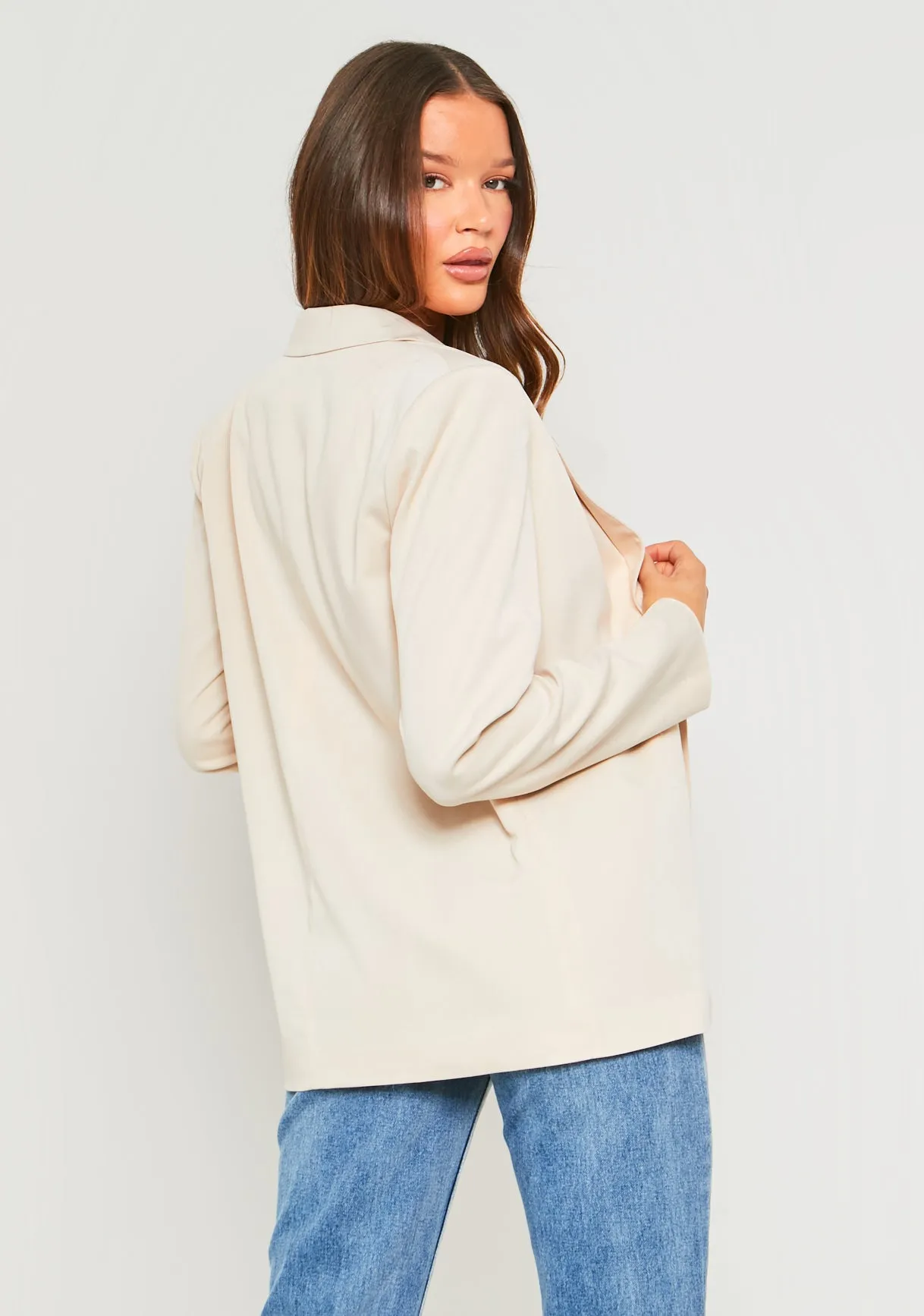 Sabrina Beige Tailored Oversized Blazer sold by Missy Empire product image thumbnail 3